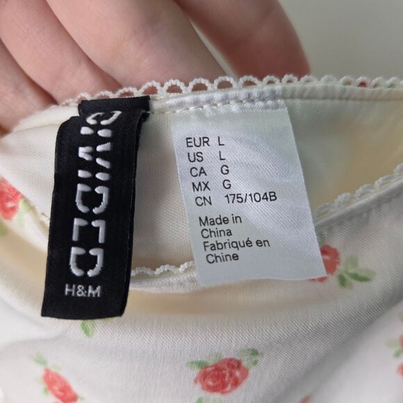 H&M Divided Coquette Cream Floral Sleeveless Mini Dress Size Large - Picture 8 of 9